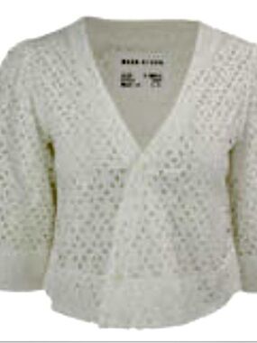 White Cotton Eyelet V-Neck Button Front Blouse, made in Los Angeles